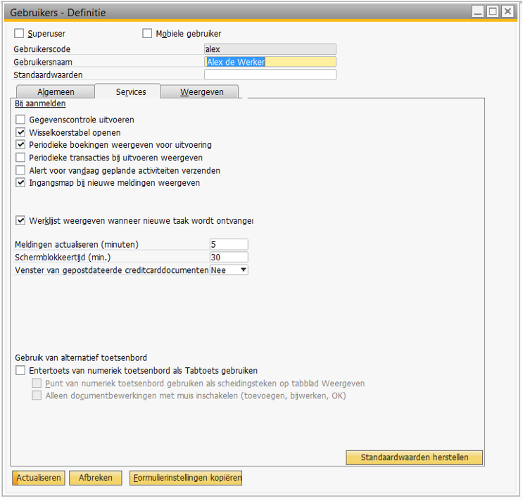 SAP Business One - Persoonlijke instellingen 2